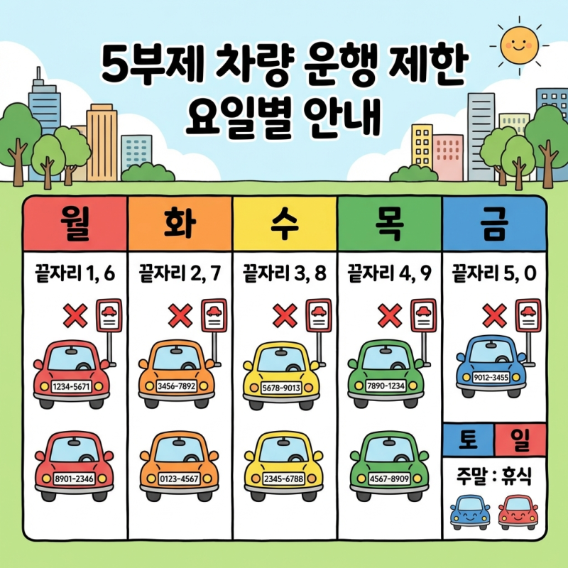 차량5부제 뜻 시행일 내 차 언제 타야할까?